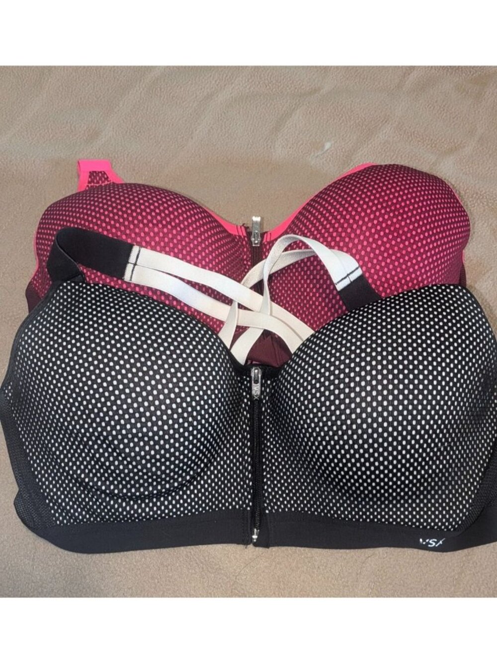 Victoria's Secret Knockout bra Lot of 2 black pink Sz 38C